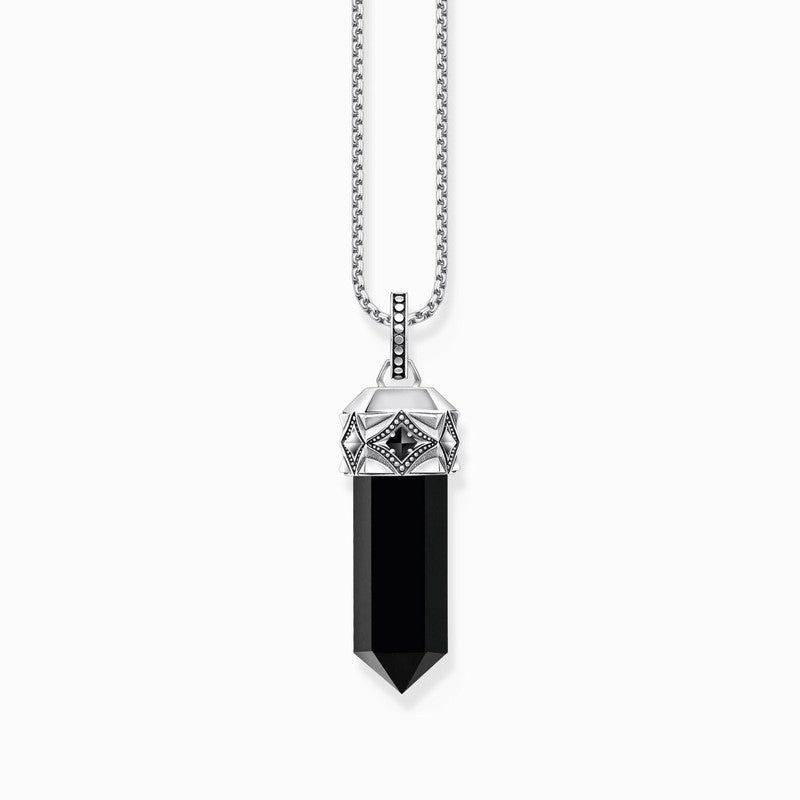 Thomas Sabo Silver Blackened Pendant with Hexagon-cut Black Onyx