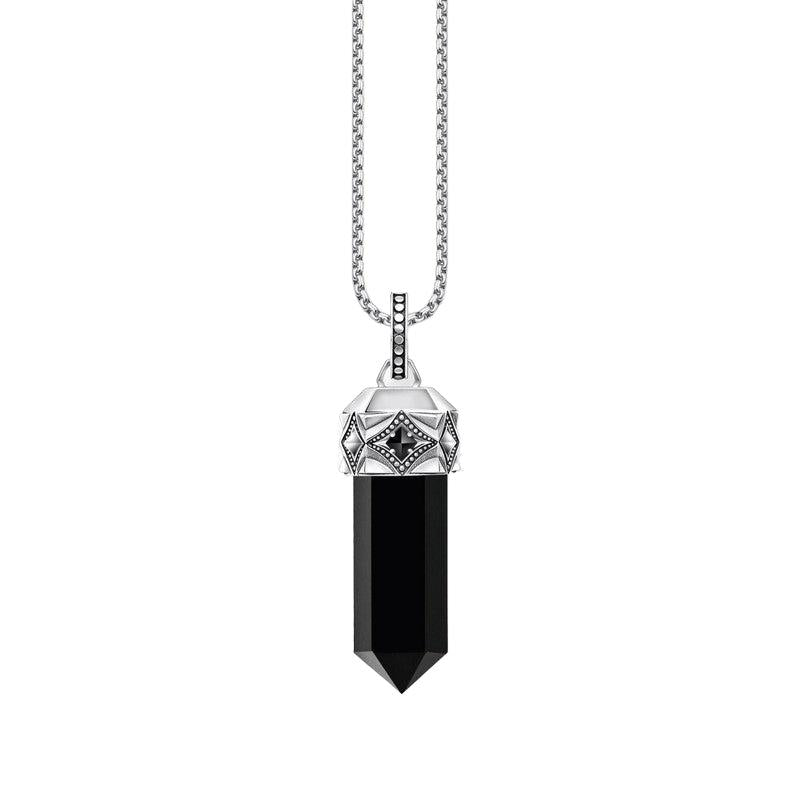 Thomas Sabo Silver Blackened Pendant with Hexagon-cut Black Onyx