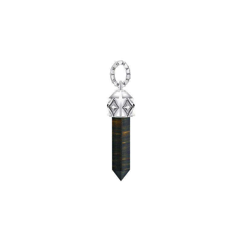 Thomas Sabo Silver Blackened Pendant with Hexagon-cut Gold Blue Tiger's Eye