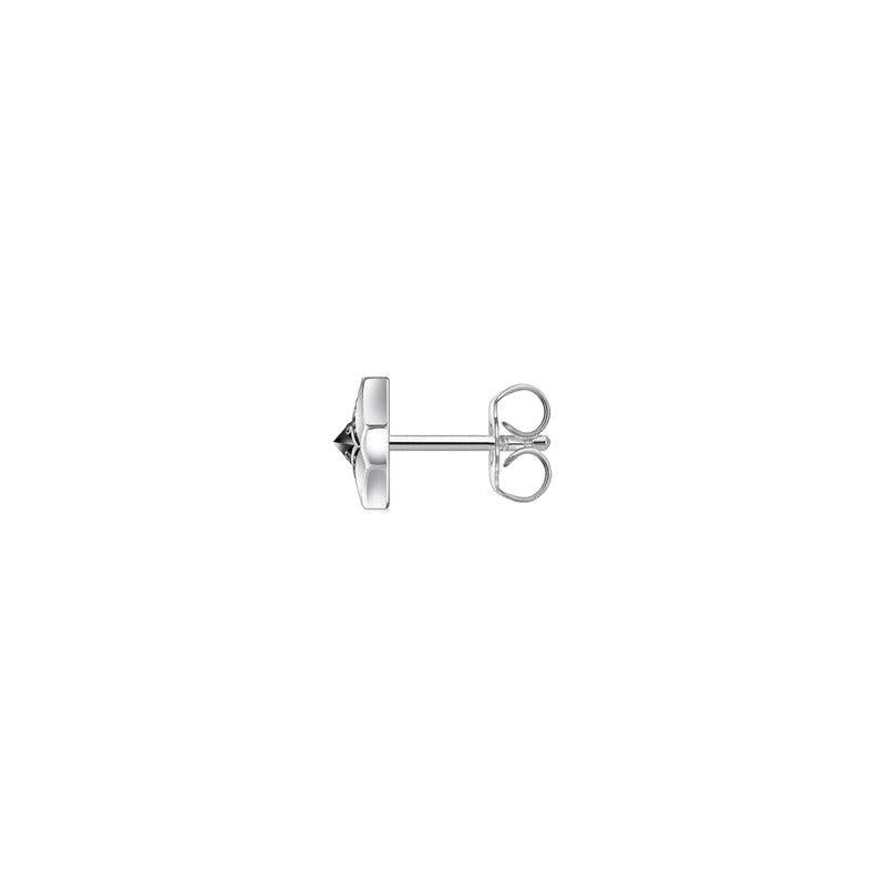 Thomas Sabo Silver Blackened Single Ear Stud with Black Zirconia and Pattern