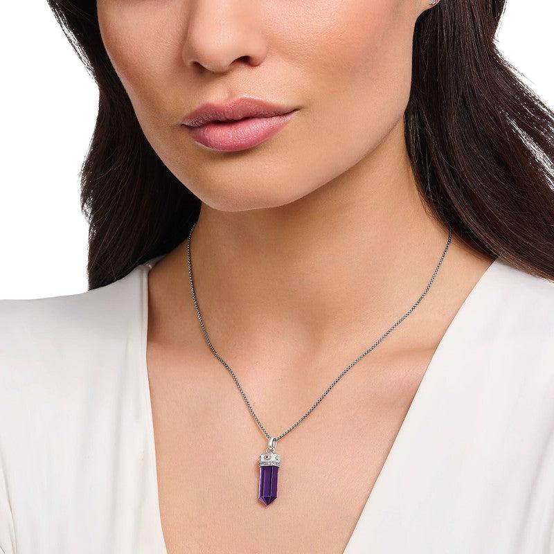Thomas Sabo Silver Blackened pendant with Imitation Amethyst