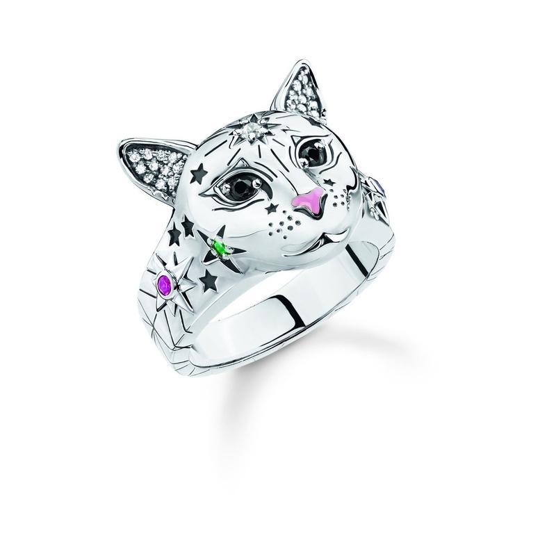 Thomas Sabo Silver Cats Head Ring