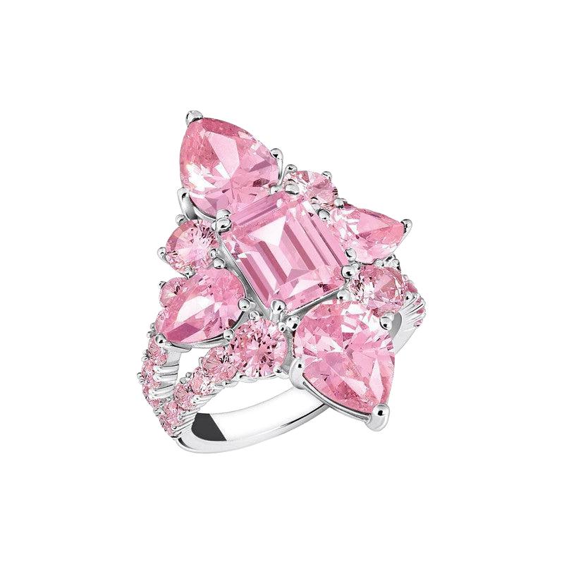 Thomas Sabo Silver Cocktail Ring with Pink Zirconia Stones