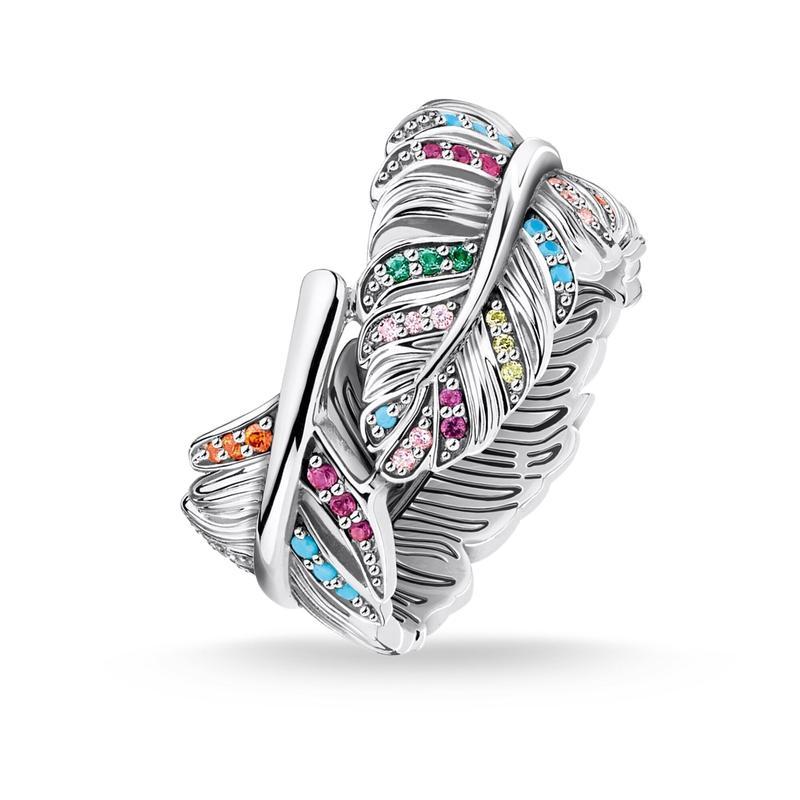 Thomas Sabo Silver Colourful Feather Ring
