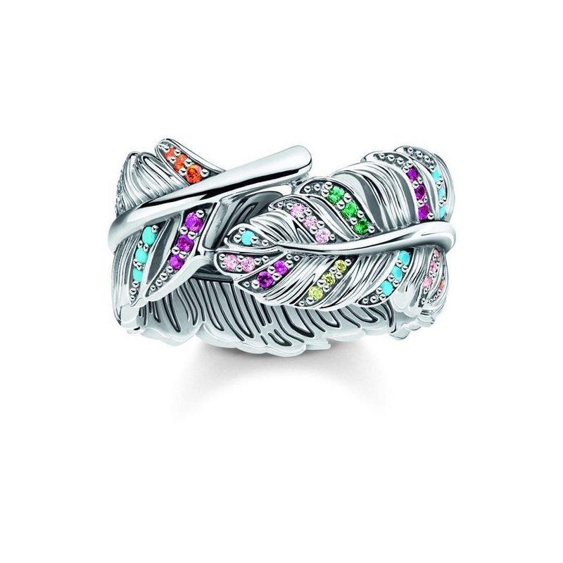 Thomas Sabo Silver Colourful Feather Ring