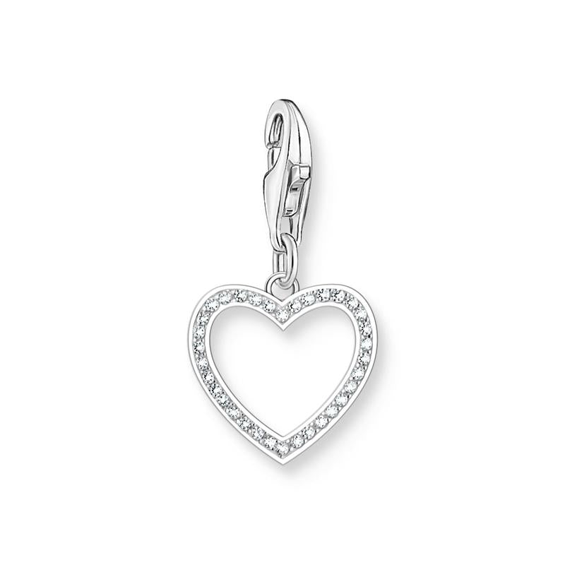 Thomas Sabo Silver Heart Charm Pendant with White Stones