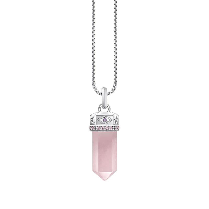 Thomas Sabo Silver Hexagonal Pendant with Rose Quartz