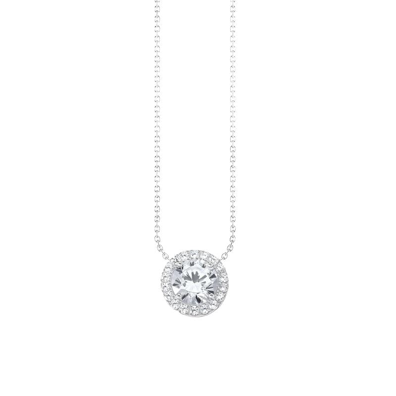 Thomas Sabo Silver Necklace with Halo Pedant & White Zirconia