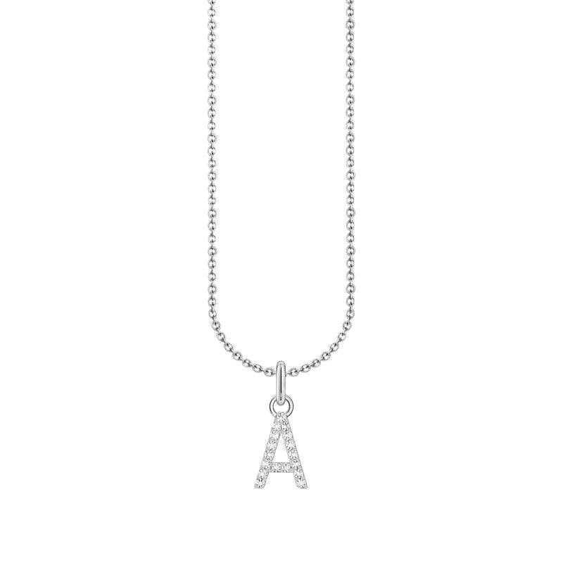 Thomas Sabo Silver Necklace with Letter A & White Stones