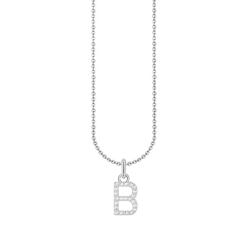 Thomas Sabo Silver Necklace with Letter B & White Stones
