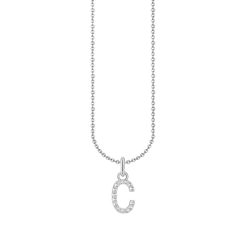 Thomas Sabo Silver Necklace with Letter C & White Stones