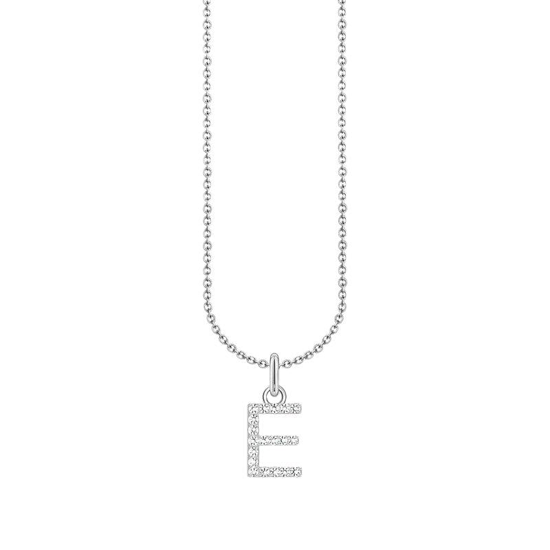 Thomas Sabo Silver Necklace with Letter E & White Stones