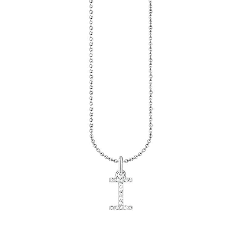 Thomas Sabo Silver Necklace with Letter I & White Stones