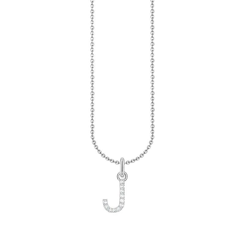 Thomas Sabo Silver Necklace with Letter J & White Stones