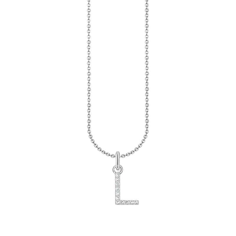 Thomas Sabo Silver Necklace with Letter L & White Stones