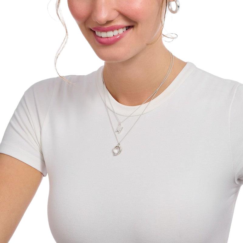Thomas Sabo Silver Necklace with Letter N & White Stones