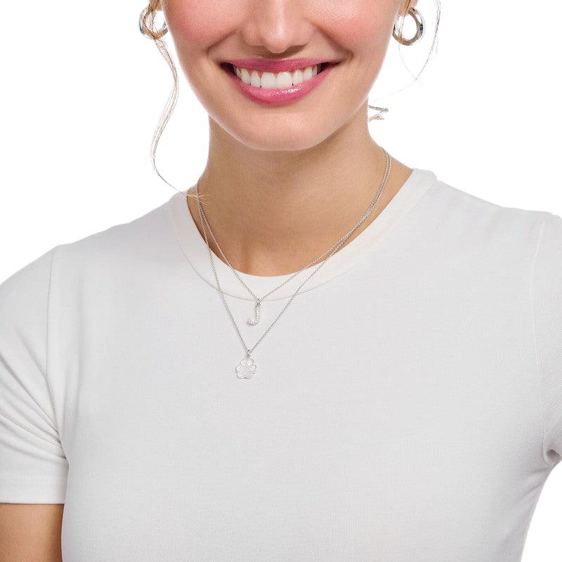 Thomas Sabo Silver Necklace with Letter P & White Stones