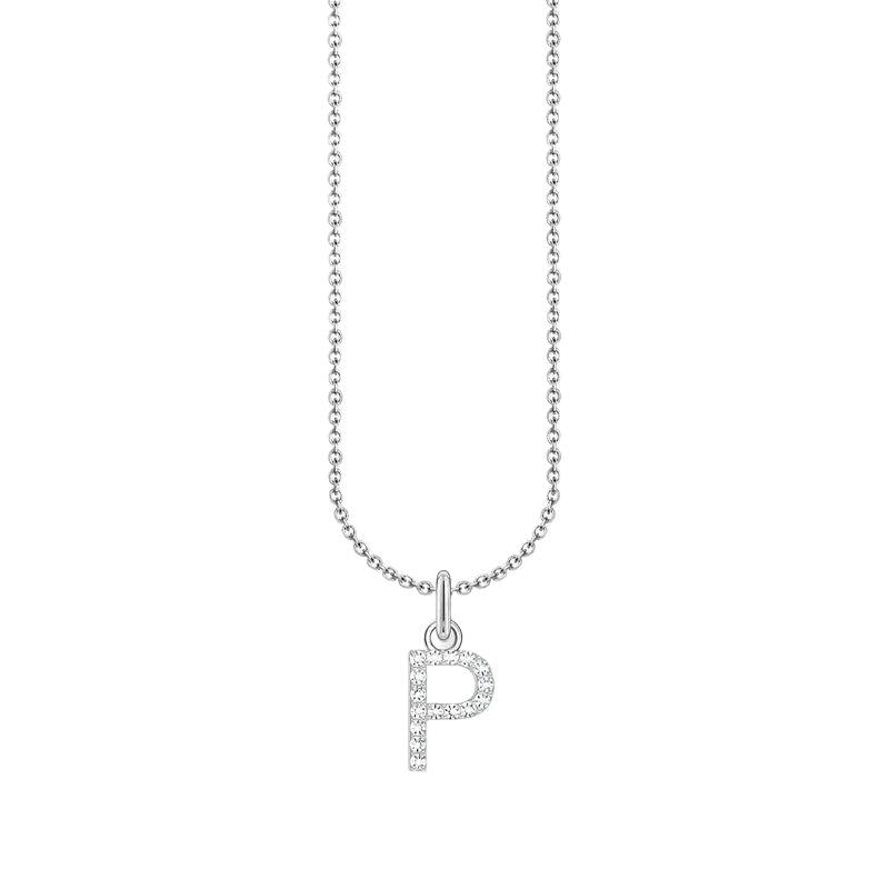 Thomas Sabo Silver Necklace with Letter P & White Stones