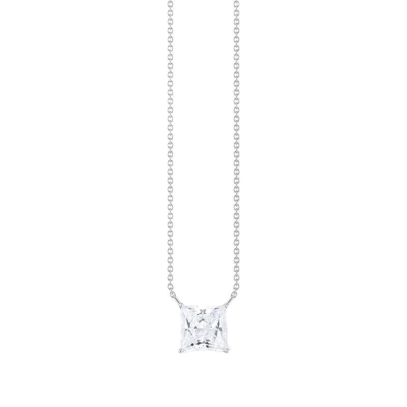 Thomas Sabo Silver Necklace with Square Pedant and White Zirconia