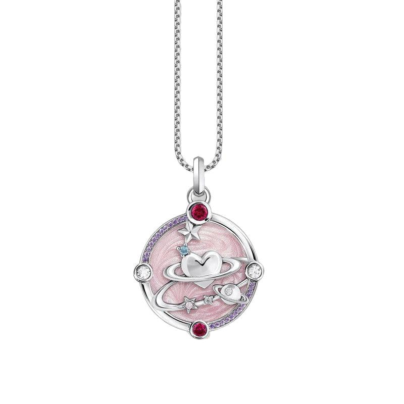 Thomas Sabo Silver Pendant with Pinkish Cold Enamel and Cosmic Details
