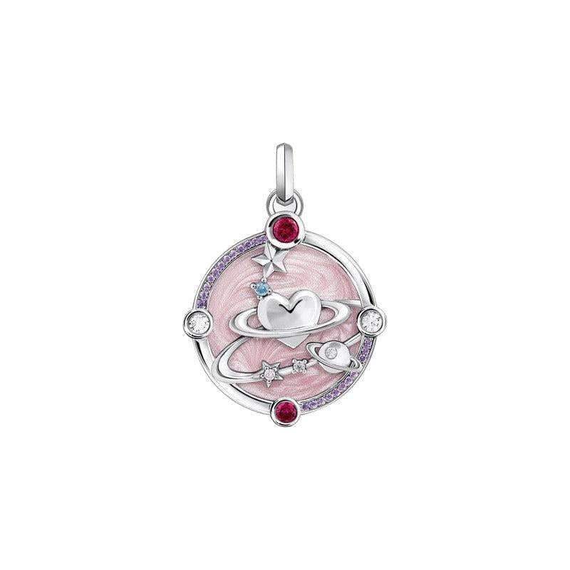 Thomas Sabo Silver Pendant with Pinkish Cold Enamel and Cosmic Details