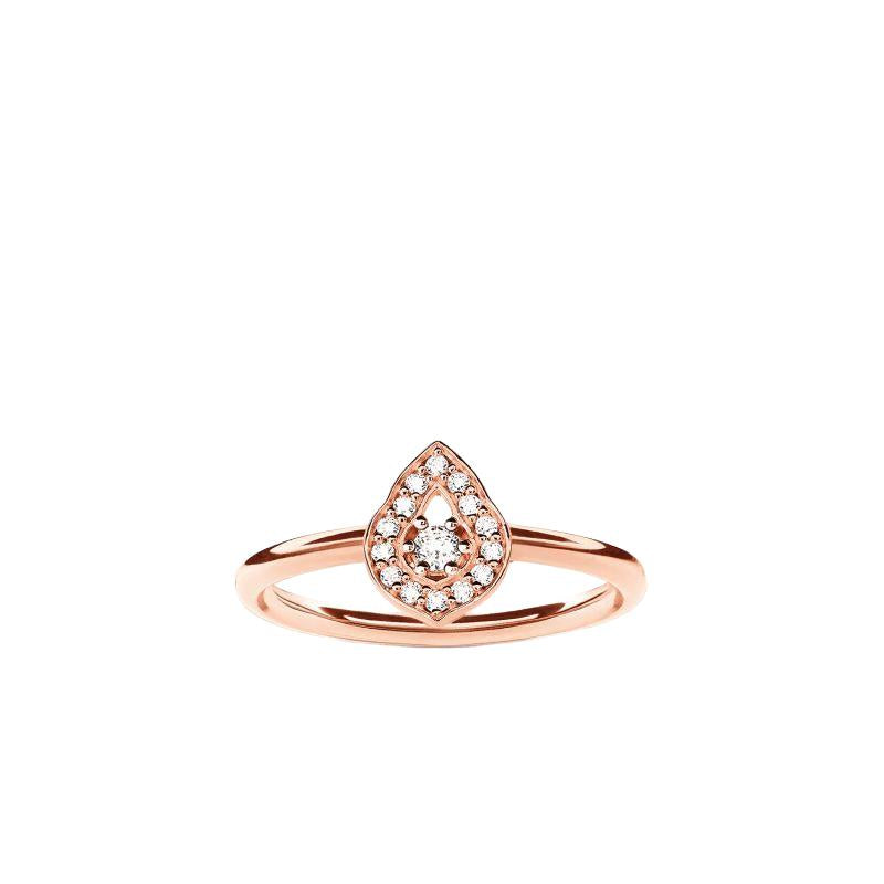 Thomas Sabo Silver Rose Gold Plated Cubic Zirconia Teardrop Ring