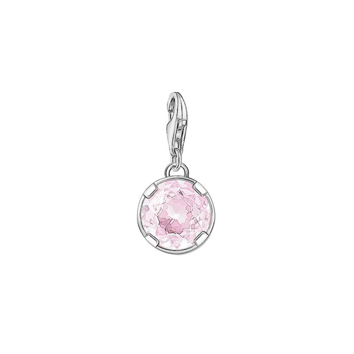 Thomas Sabo Silver Round Pink Synthetic Corundum Charm