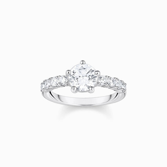 Thomas Sabo Silver Solitaire Ring with White Zirconia