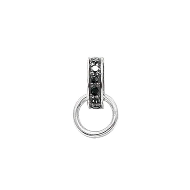 Thomas Sabo silver carrier pendant featuring a polished ring accented with sparkling black zirconia stones.