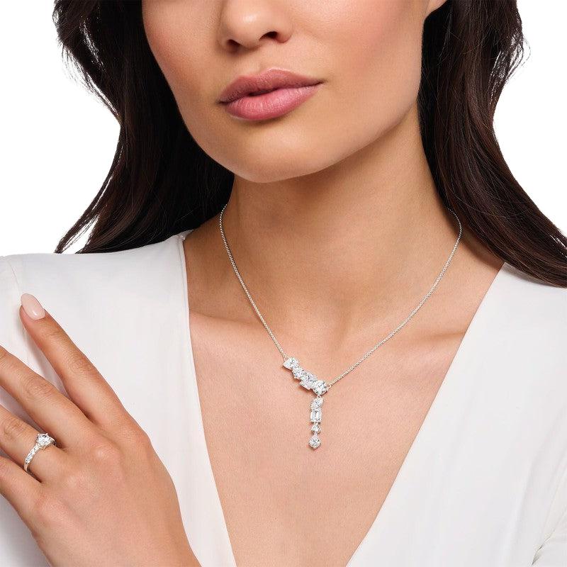 Thomas Sabo Silver necklace in Y-shape with Eight White Zirconia Stones
