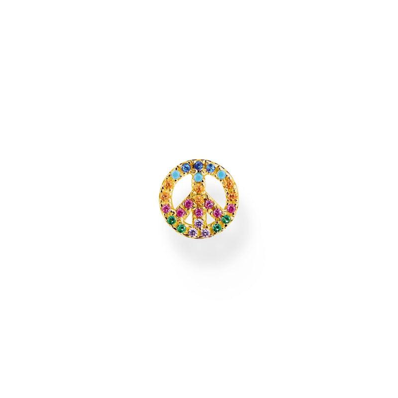 Thomas Sabo Single Ear Stud Peace With Colourful Stones Gold