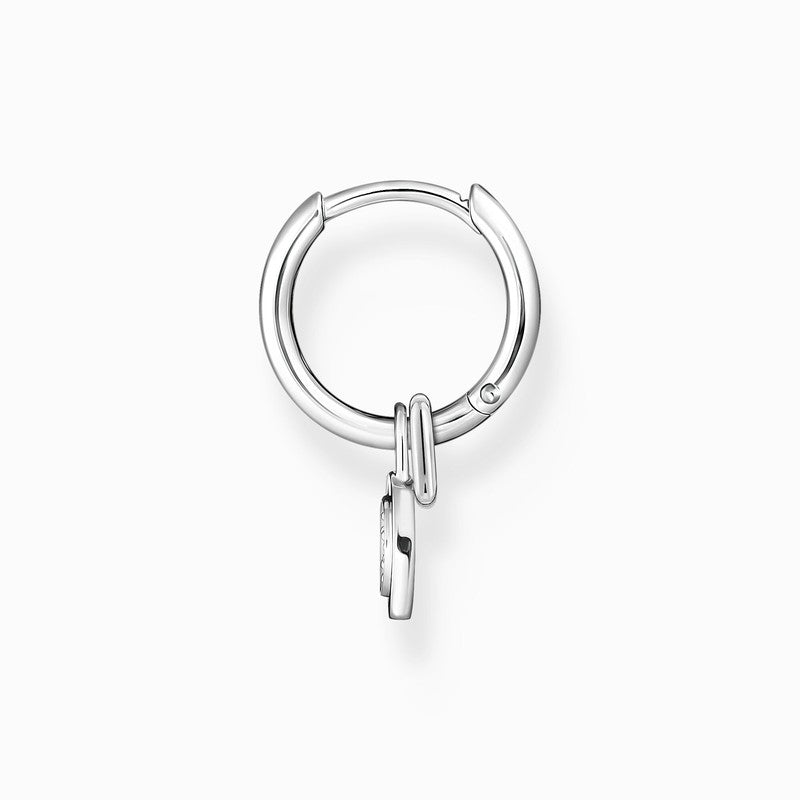Thomas Sabo Single Hoop Earring with White Stones and Eyelet for Charms Silver