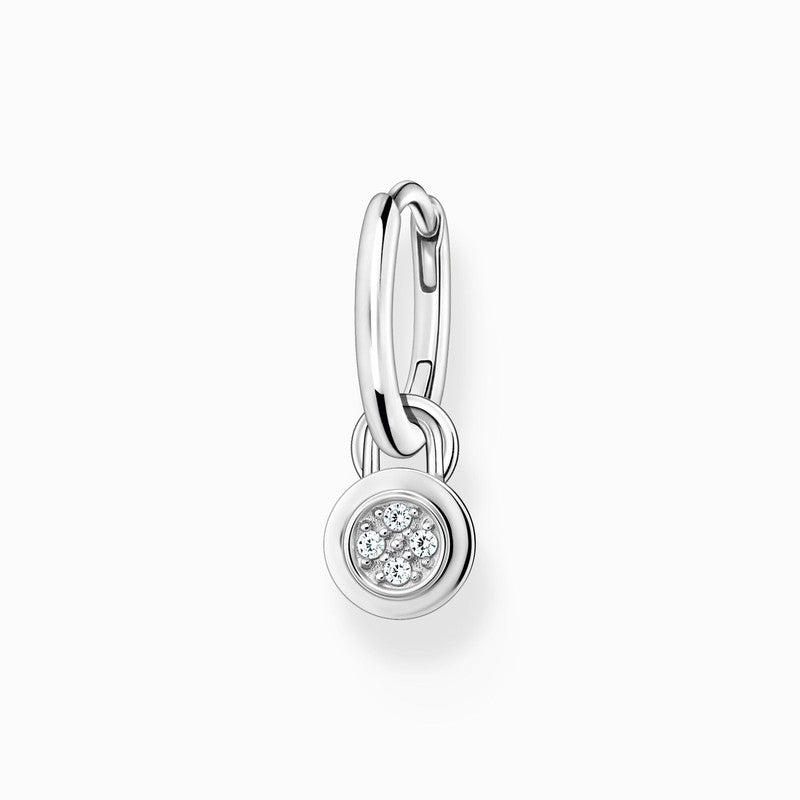 Thomas Sabo Single Hoop Earring with White Stones and Eyelet for Charms Silver
