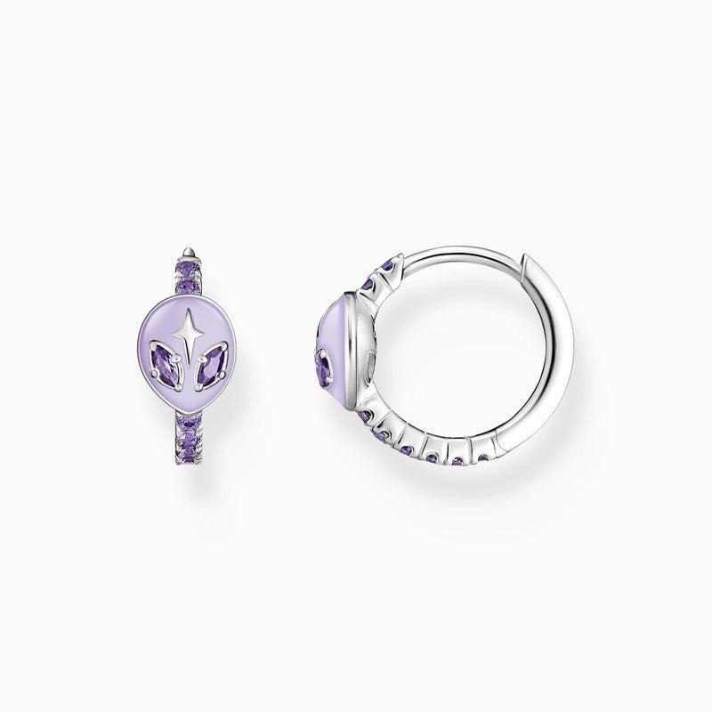 Thomas Sabo Single Hoop Earrings with Alien Head and Zirconia Silver