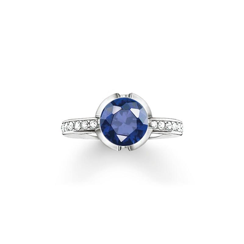 Thomas Sabo Solitaire ring signature line dark blue pavé small