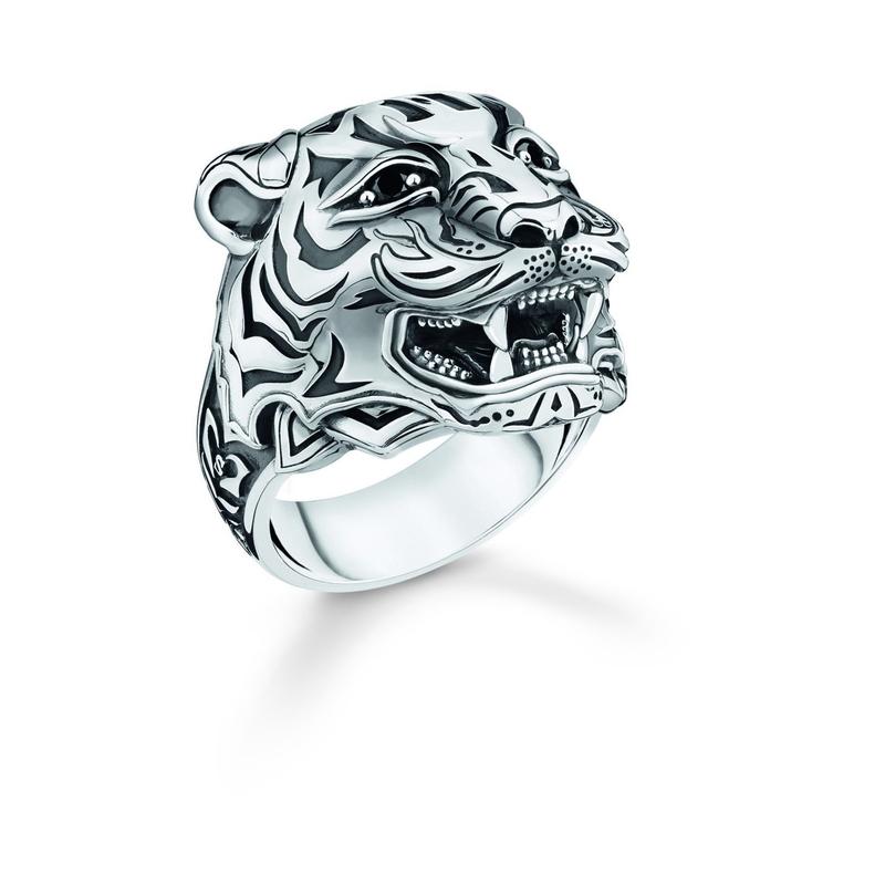 Thomas Sabo Tiger Head Oxidised Mens Signet Ring