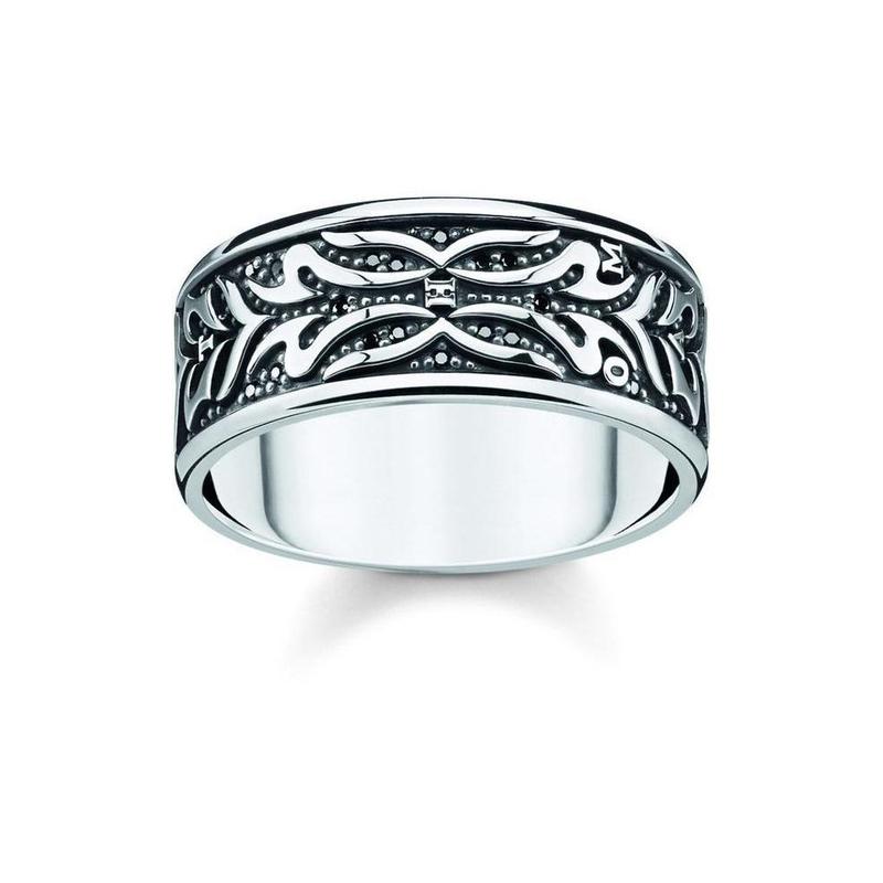 Thomas Sabo Tiger Pattern Oxidised Mens Ring