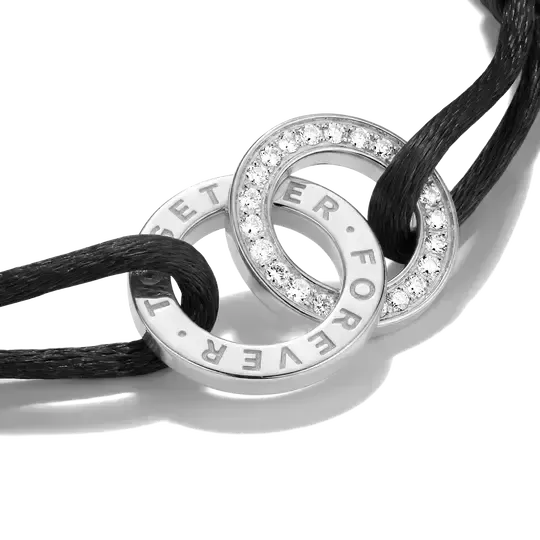 Thomas Sabo Together Black Textile Bracelet with White Zirconia