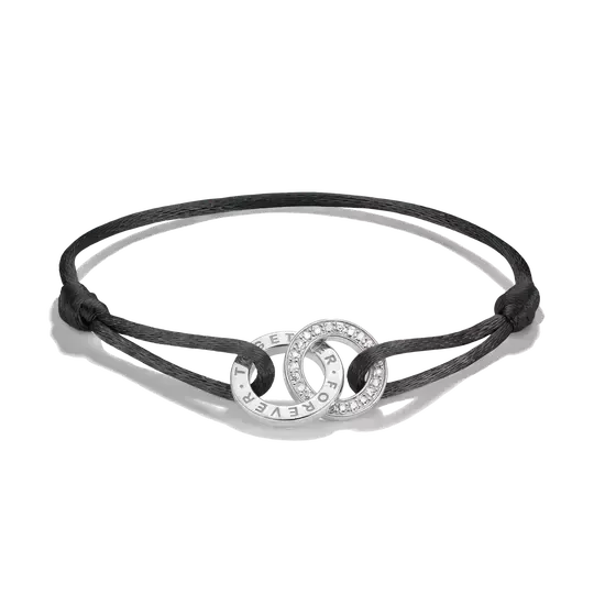 Thomas Sabo Together Black Textile Bracelet with White Zirconia