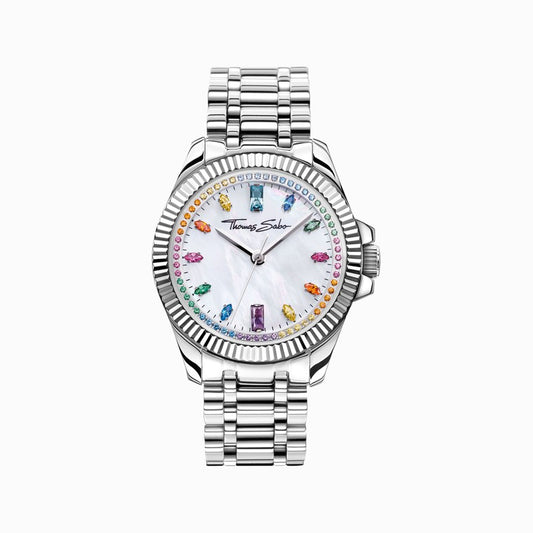 Thomas Sabo Women’s Watch Mystic Island with White Stones and Simulated Turquoise - Silver-Coloured