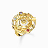 Thomas Sabo Yellow-Gold plated Cocktail Ring with Half-ball and Stones