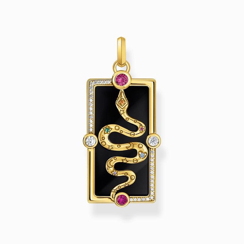 Thomas Sabo Yellow-Gold plated Pendant with Snake, Cold Enamel and Stones