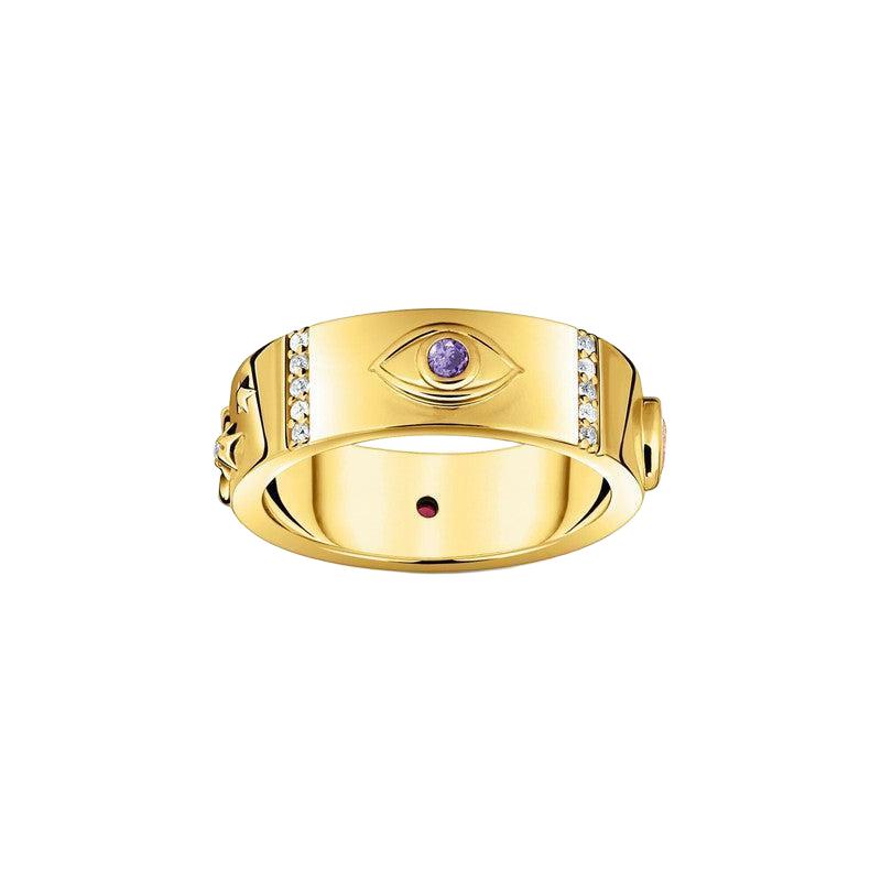 Thomas Sabo Yellow-Gold plated Ring with Various Cosmic Motifs and Stones