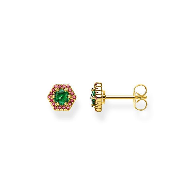 Thomas Sabo ear studs Hexagon, green
