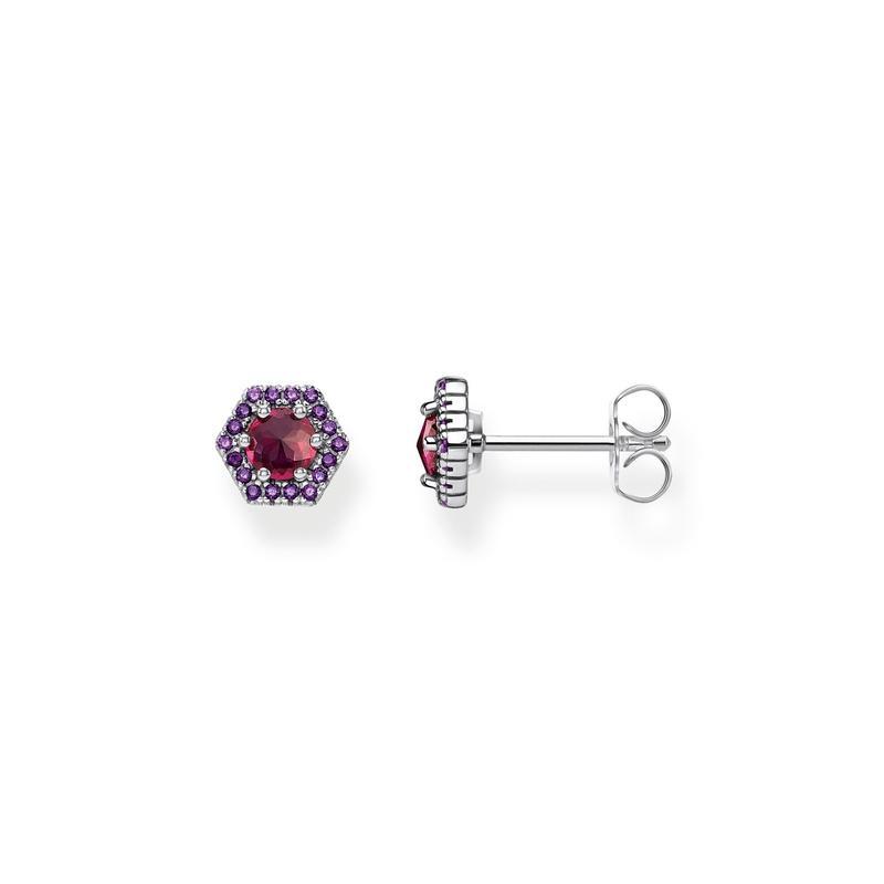 Thomas Sabo ear studs Hexagon, red
