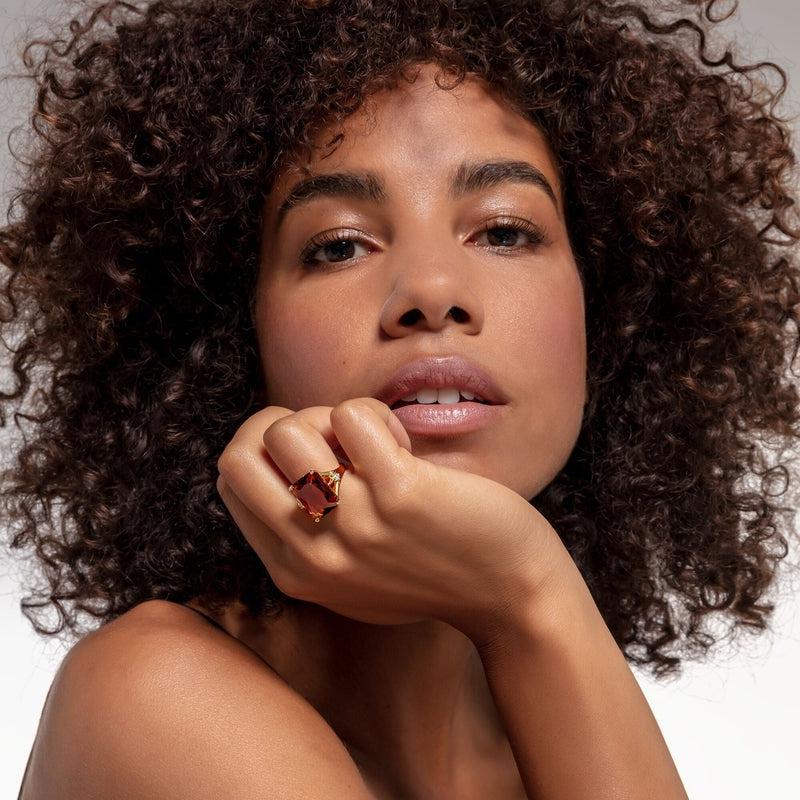 Thomas Sabo ring Orange stone, large, with star