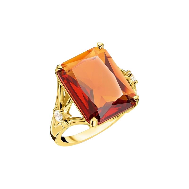 Thomas Sabo ring Orange stone, large, with star