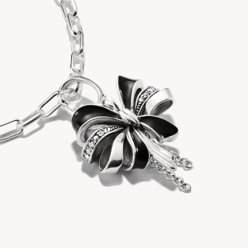 Thomsa Sabo Elegant Black Enamel Bow Connect Charm