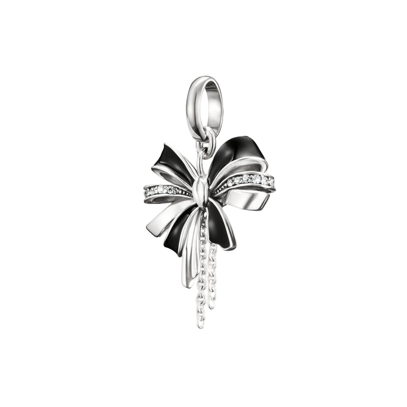 Thomsa Sabo Elegant Black Enamel Bow Connect Charm