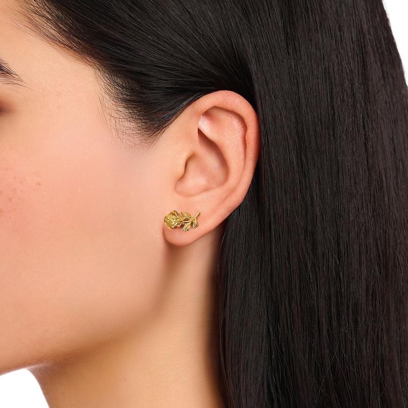 Thomsa Sabo Elegant Gold-Plated Rose Romance Ear Studs